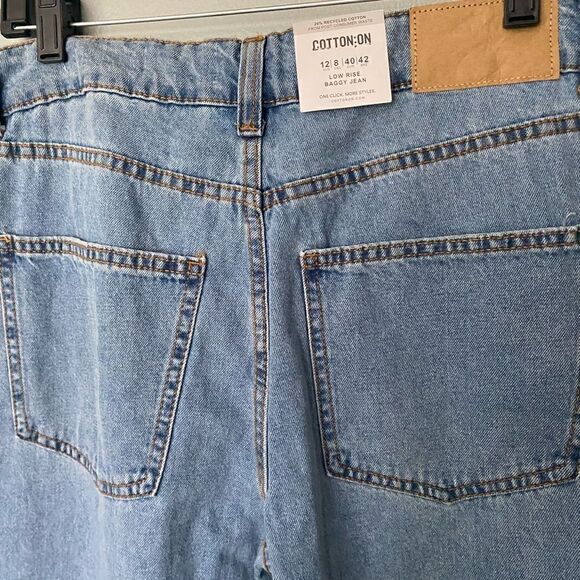NWT Cotton:On Low Rise Baggy Jean rain blue rip 8 - Picture 5 of 11
